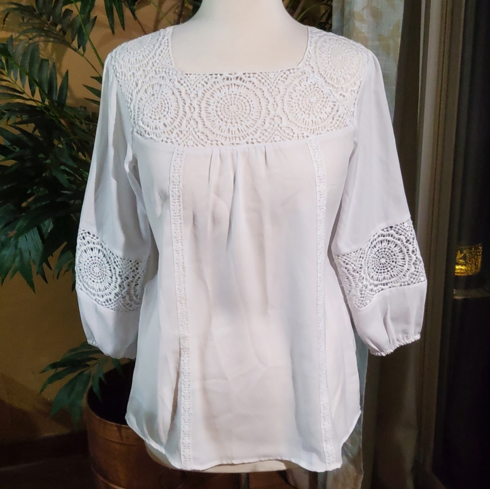 Counterparts White Embellished Blouse Relaxed Fit